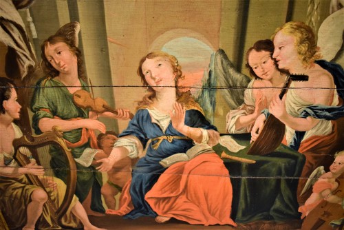 Tableaux et dessins Tableaux XVIIe siècle - Sainte Cécile et le Concert des Anges, école Vénitienne du XVIIe siècle